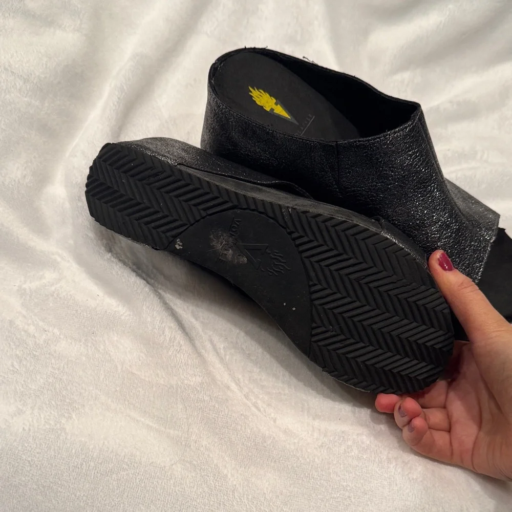 Volatile Shimmering Black Mules - Picture 3 of 5